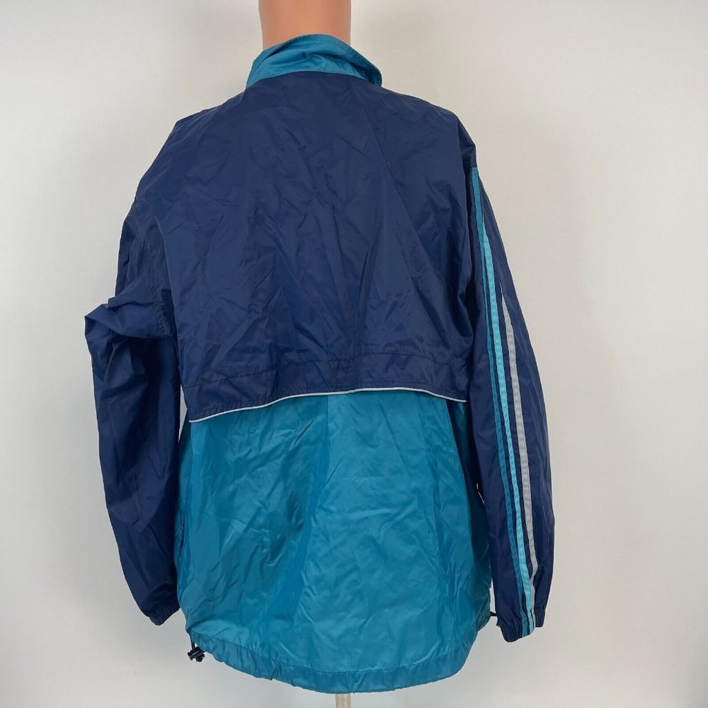 Adidas Embroidered Full Zip Windbreaker Jacket Vintage Blue Size L - Picture 3 of 4